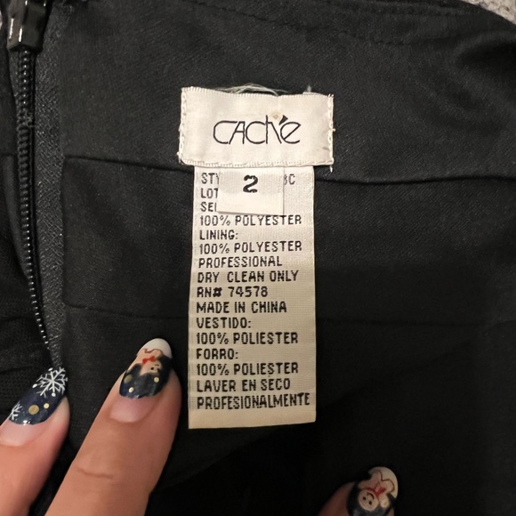 CACHE bondage black cocktail dress with mesh and satin details size 2 - Picture 2 of 4